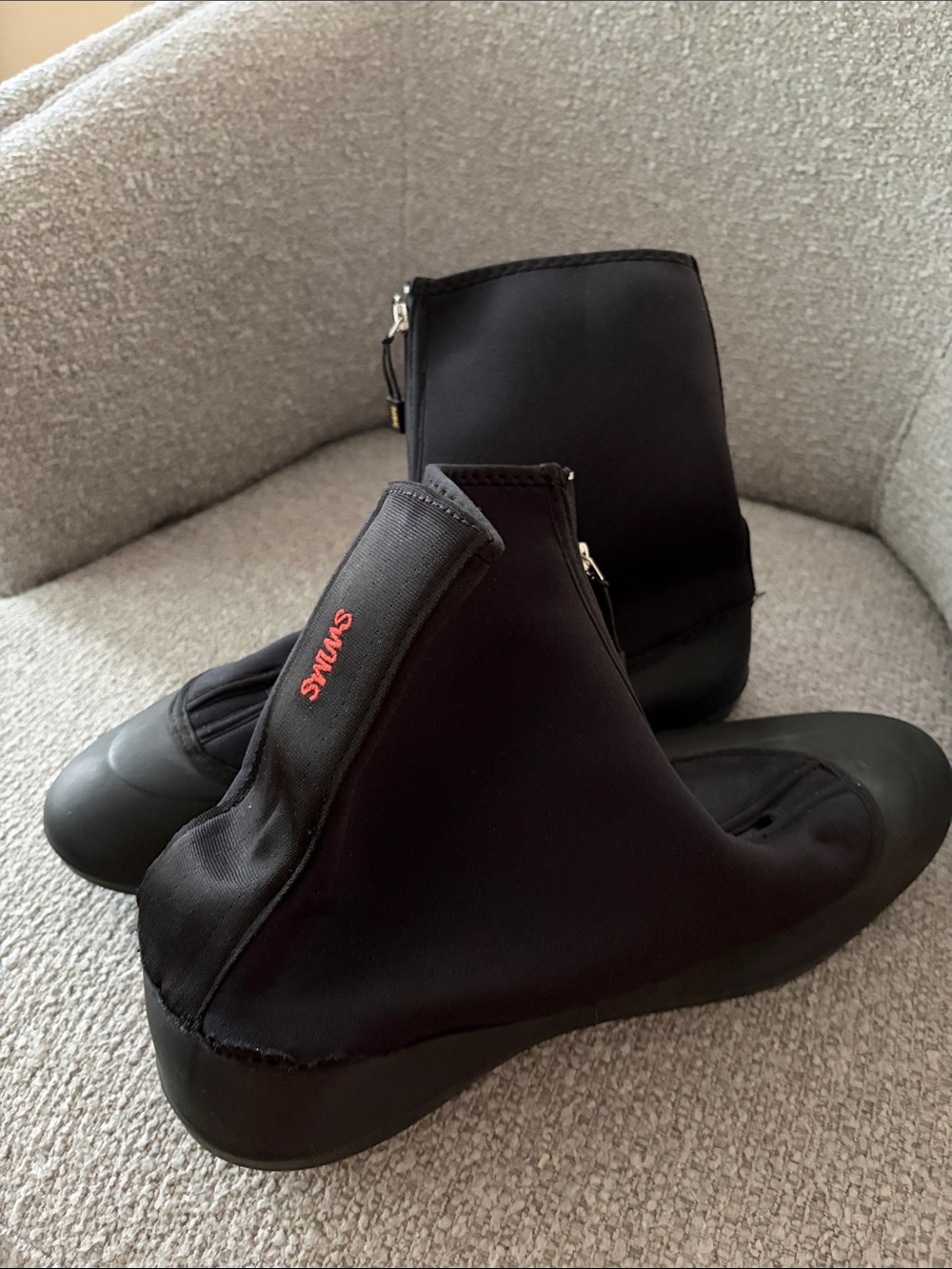 Swims Black Ankle Rain Boots with Red Logo